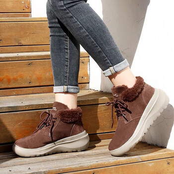 斯凯奇skechers男女同款鞋冬季运动鞋保暖绒毛羊羔38粉色