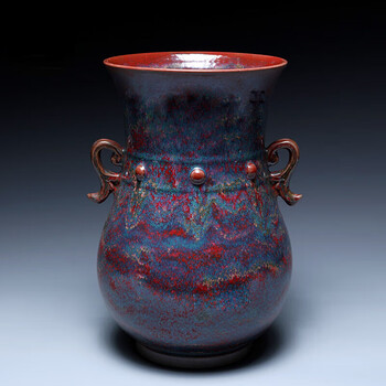 忆品良禹州神垕钧瓷卢钧炉红色窑变釉色如意尊高档陶瓷客厅玄关装饰