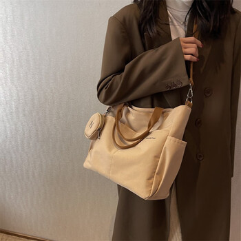 sicecd帆布包女大学生手提托特包百搭大容量上课包斜挎包休闲简约单肩