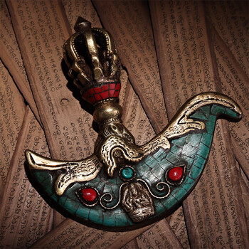 铜镶嵌多杰金刚斧法器wn690