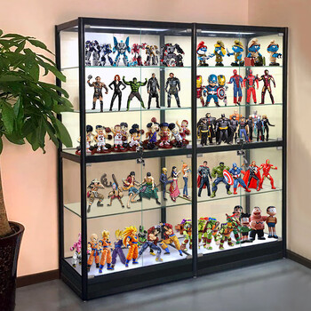 欣雪手办展示柜礼品货架防尘小型家用透明玻璃柜玩具展示架产品乐高柜 40*40*180含玻璃