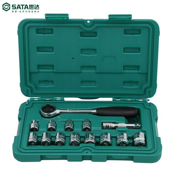 世达(sata)世达14件10mm系列套筒组套快速棘轮扳手套筒组套09523