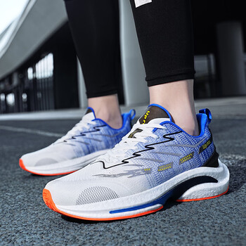 跑鞋男体育生男跑步鞋春夏季爆米花青少年学生超轻减震网面运动鞋白兰