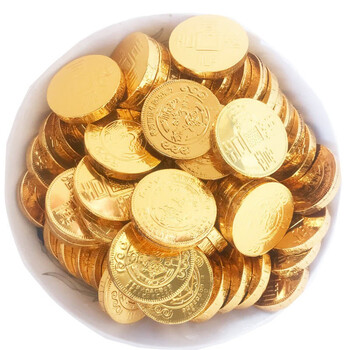 散装批发代可可脂巧克力夹馅金币巧克力散装圣诞节礼物金币巧克力500g