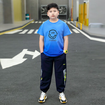 靓曼格胖男童夏装短袖套装12岁胖大童加肥加大童装14岁胖男孩夏季衣服