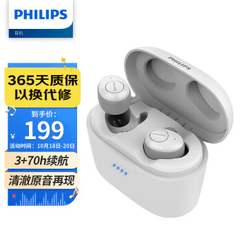 飞利浦（PHILIPS）B2515 真无线蓝牙耳机 入耳式音乐耳机 长续航运动耳机 苹果安卓手机通用 白色