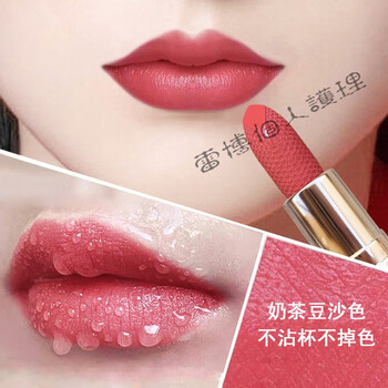 兰奕（LANYI）不脱色不沾杯保湿口红不掉色防水口红礼盒奶茶色豆沙色情人节礼物 504奶茶豆沙色（自带口红雨衣）