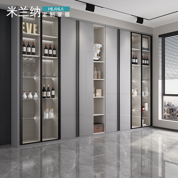米兰纳酒柜定制奢系列珠光烤漆全屋定制餐厅餐边柜整体餐厅柜茶水柜橱