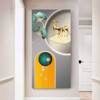 入户玄关自粘墙纸进门口过道墙贴走廊竖版贴画客厅装饰画壁画贴纸 xg