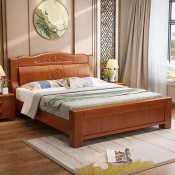 如邑2023新款中式实木床1.8米双人床1.5米单人床经济型主卧婚床 1.