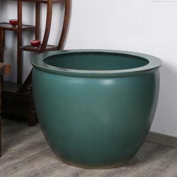 庭院大缸金鱼缸风水招财流水摆件客厅特大号荷花睡莲缸墨绿直径62cm