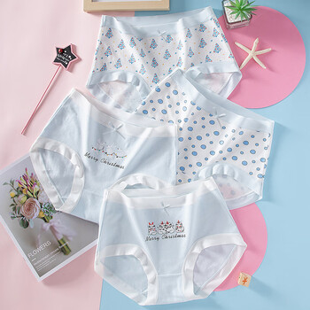 日系大码中大童高初中学育期女孩中腰三角短裤圣诞雪人m建议60斤85斤