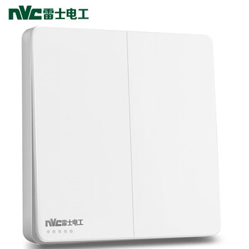 雷士(NVC)Q3心悦系列白色电工电料二开多控带荧光大跷板开关86型开关插座