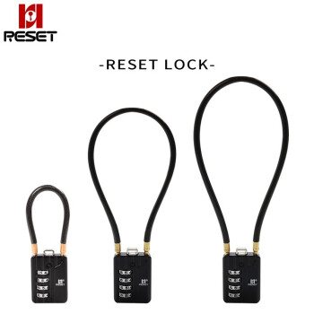 RESET 锐赛特 4位密码锁拉杆箱柜子锁健身房门锁挂锁 头盔锁 RST-200 钢丝绳黑色22厘米