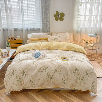 多兰诗（Duolanshi）秋冬加厚四件套 ins四件套花卉田园风格床单被套四件套 浅浅花语 2.0米四件套（被套200*230cm）
