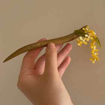 京营古风桂花木质发簪气质花朵簪子中秋国庆出游发饰汉服盘发吸睛头饰