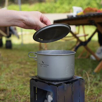 必唯boundlessvoyage纯钛钛锅钛碗户外野营便携式带盖炊具饭盒炒锅