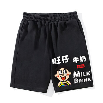 旺仔牛奶精神小伙男网红同款hiphop高街痞帅ins潮牌裤子 短裤黑01 4xl