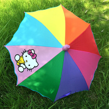 新品儿童雨伞女孩yq凯蒂猫自动遮阳伞幼儿园公主宝宝两用小雨伞儿童