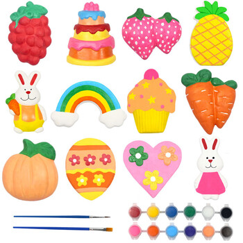 石膏娃娃儿童涂色彩绘白胚绘画幼儿园子手工涂鸦白模画填色玩具 彩虹