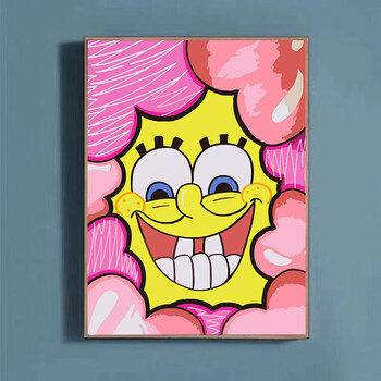 海绵宝宝的数字油画画画diy数字油画儿童卡通油彩填色解闷手工涂色