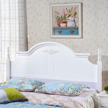 床头板韩式田园现代简约白色烤漆15米18米双人地中海经济型床头韩式