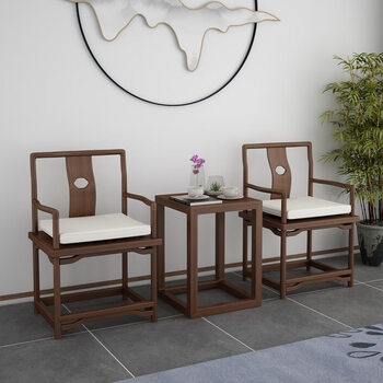 恬梦新中式禅意实木太师椅圈椅官帽椅小茶台茶桌椅组合家用茶几阳台