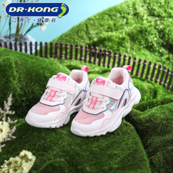 江博士（DR·KONG）儿童鞋春季舒适透气网布拼色男女童学步鞋 浅粉红 28码 适合脚长约16.9-17.4cm