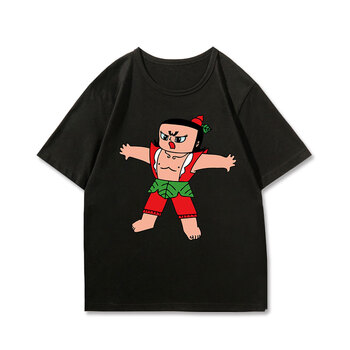 儿童兄弟装夏季纯棉短袖t恤男童动漫半截袖亲子装角色扮演 短袖大娃黑