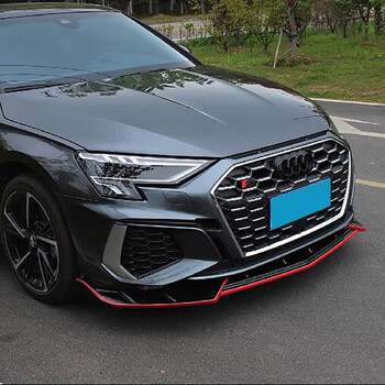 适用于21款奥迪a3l前唇前铲改装前杠小包围扰流板奥迪a3l战斗前唇亮黑