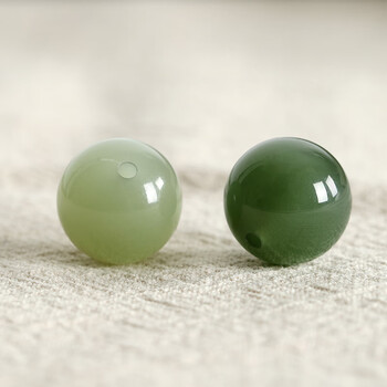 宾昔天然新疆和田玉珠子散珠青海料手链单颗男士项链女青白色手串配珠