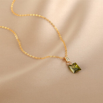 卓安妮zonatnee精致简约百搭款k包金锁骨链女气质方形锆石吊坠项链