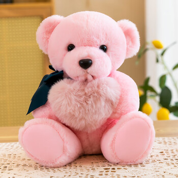 呆萌抱心泰迪熊公仔毛绒玩具小熊玩偶陪伴安抚女孩睡觉抱抱熊床上精致