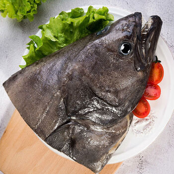 鸦片鱼头新鲜深海碟鱼头格陵兰比目鱼海鲜水产鲜活鲽鱼头78两只单只
