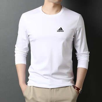 阿迪达斯长袖纯棉t恤2022新款运动服男装圆领套头卫衣打底体恤衫