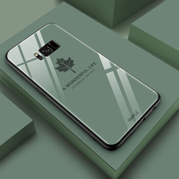 米基三星s8手机壳枫叶三星s8s8plus彩绘玻璃全包防摔硬壳网红个性简约