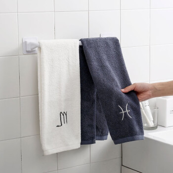 富居(FOOJO)毛巾架毛巾杆 浴室塑料免打孔浴巾挂架 卫生间浴巾单杆置物架 白色单只装
