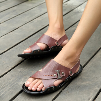 蜘蛛王2022年新款夏季皮鞋男凉鞋可泡水一体两用推冷沙溪防滑耐磨扦鞋