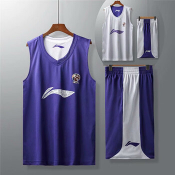 李宁双面篮球服套装男女cba赞助定制球衣大学生训练运动比赛队服蓝白