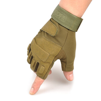 运动半指手套男军秋冬用战术手套健身防滑骑行手套露指03军绿色xl