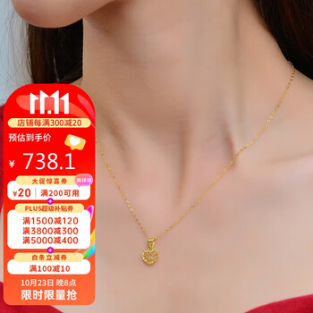 蒂蔻（Tico）时尚一网情深爱心形吊坠18k金项链女款彩金项链送老婆生日礼物