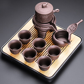 祥业懒人紫砂自动茶具套装家用小型中式复古配件茶壶茶杯泡茶神器 紫