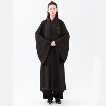 武极堂太极服 同款武当山太极服刺绣道袍大褂披风宽松绣花中长款道