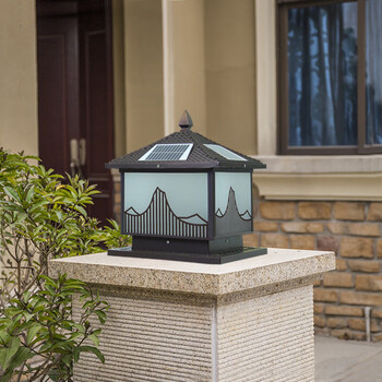 最嘉(firstgia) 太阳能柱头灯 新中式家用院子大门门柱灯  室外防水