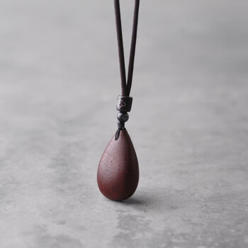妙聚福印度小叶紫檀沉香水滴木吊坠男女项链项坠挂件文艺风长款古风
