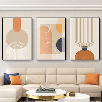 画客厅挂画三联画轻奢风格沙发后背墙装饰画现代简约背景墙壁画墙画 i