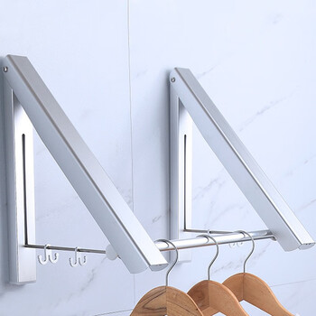 sp sauce墙壁三角形挂衣架可伸缩折叠晒衣架阳台室内太空铝壁挂式晾衣