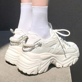 苏奇克增高老爹鞋女2022年冬季新款薄款透气小白鞋厚底休闲运动鞋ins