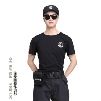 保安制服夏装新式保安服夏季t恤执勤工作服男短袖安保圆领作训服黑色
