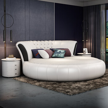 梵之岛 欧式真皮圆床双人床2米主题酒店网红情侣情趣电动床大小户型